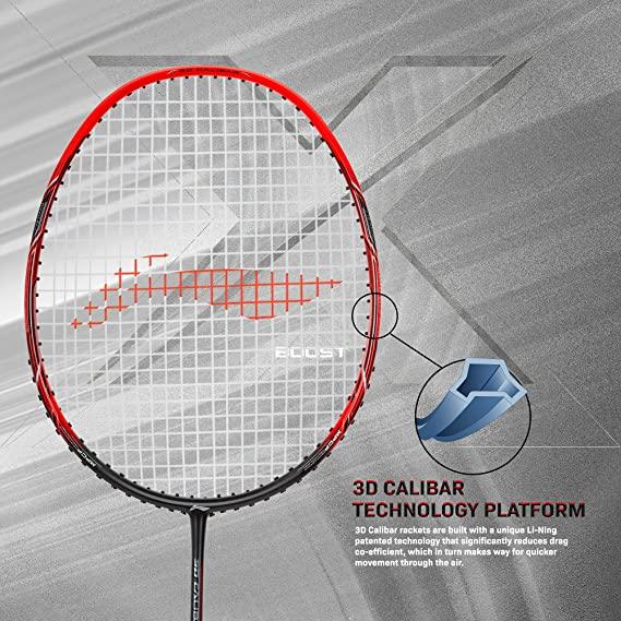 Li-Ning 3D Calibar X Boost Carbon Graphite Strung Racquet, 83 Grams, 30 Lbs String Tension and Free Full Cover | KIBI Sports - KIBI SPORTS