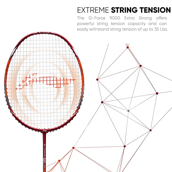 Li-Ning G-Force Extra Strong 9000 Carbon Fibre Badminton Racquet with Free Full Cover(35 LBS Ultra HIGH Tension) | KIBI Sports Li-Ning