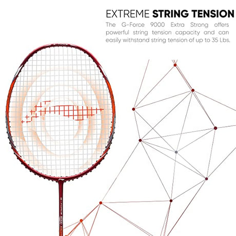 Li-Ning G-Force Extra Strong 9000 Carbon Fibre Badminton Racquet with Free Full Cover(35 LBS Ultra HIGH Tension) | KIBI Sports Li-Ning