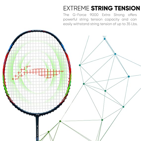 Li-Ning G-Force Extra Strong 9000 Carbon Fibre Badminton Racquet with Free Full Cover(35 LBS Ultra HIGH Tension) | KIBI Sports Li-Ning