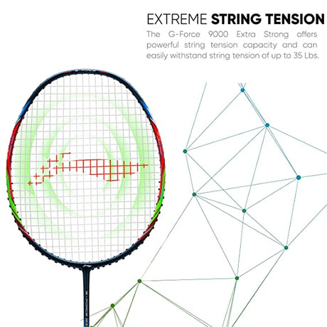 Li-Ning G-Force Extra Strong 9000 Carbon Fibre Badminton Racquet with Free Full Cover(35 LBS Ultra HIGH Tension) | KIBI Sports Li-Ning