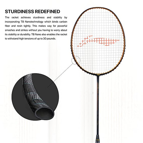 Li-Ning Wind Lite Stealth Carbon Fibre Strung Badminton Racket with Free Full Cover (Powered By Windstorm) | KIBI Sports Li-Ning
