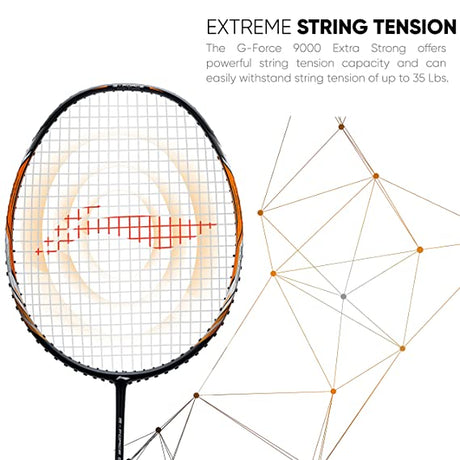Li-Ning G-Force Extra Strong 9000 Carbon Fibre Badminton Racquet with Free Full Cover(35 LBS Ultra HIGH Tension) | KIBI Sports Li-Ning