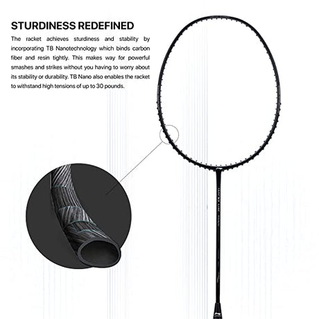 Li-Ning Wind Lite Stealth Carbon Fibre Strung Badminton Racket with Free Full Cover (Powered By Windstorm) | KIBI Sports Li-Ning