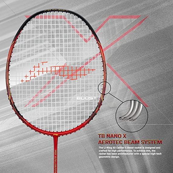 Li-Ning 3D Calibar X Boost Carbon Graphite Strung Racquet, 83 Grams, 30 Lbs String Tension and Free Full Cover | KIBI Sports - KIBI SPORTS