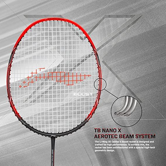 Li-Ning 3D Calibar X Boost Carbon Graphite Strung Racquet, 83 Grams, 30 Lbs String Tension and Free Full Cover | KIBI Sports - KIBI SPORTS