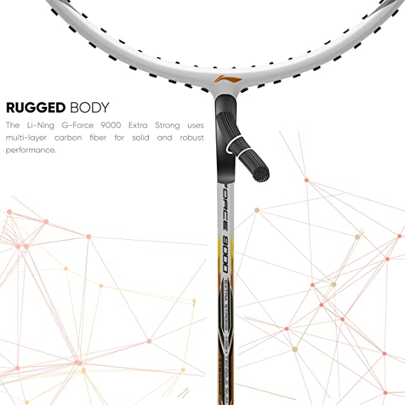Li-Ning G-Force Extra Strong 9000 Carbon Fibre Badminton Racquet with Free Full Cover(35 LBS Ultra HIGH Tension) | KIBI Sports Li-Ning