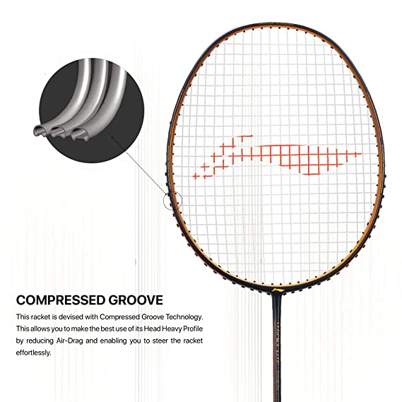 Li-Ning Wind Lite Stealth Carbon Fibre Strung Badminton Racket with Free Full Cover (Powered By Windstorm) | KIBI Sports Li-Ning
