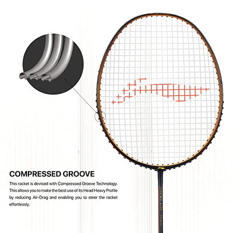 Li-Ning Wind Lite Stealth Carbon Fibre Strung Badminton Racket with Free Full Cover (Powered By Windstorm) | KIBI Sports Li-Ning