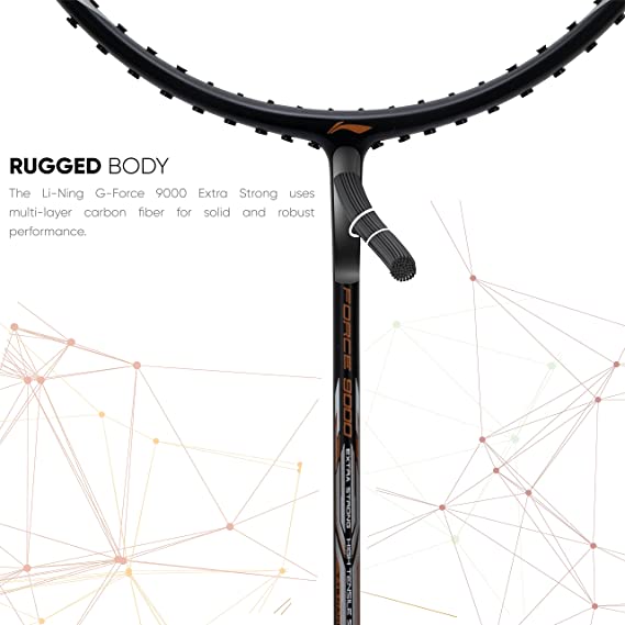 Li-Ning G-Force Extra Strong 9000 Carbon Fibre Badminton Racquet with Free Full Cover(35 LBS Ultra HIGH Tension) | KIBI Sports Li-Ning