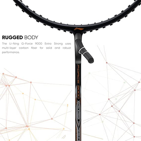 Li-Ning G-Force Extra Strong 9000 Carbon Fibre Badminton Racquet with Free Full Cover(35 LBS Ultra HIGH Tension) | KIBI Sports Li-Ning