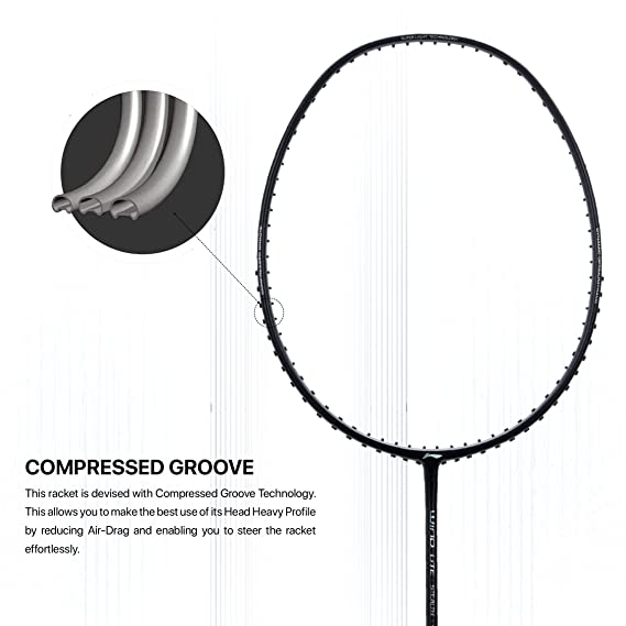Li-Ning Wind Lite Stealth Carbon Fibre Strung Badminton Racket with Free Full Cover (Powered By Windstorm) | KIBI Sports Li-Ning