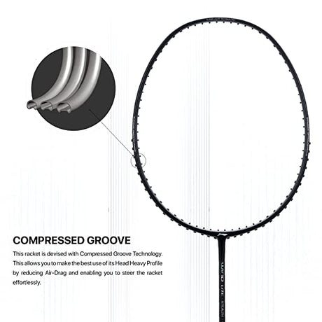 Li-Ning Wind Lite Stealth Carbon Fibre Strung Badminton Racket with Free Full Cover (Powered By Windstorm) | KIBI Sports Li-Ning