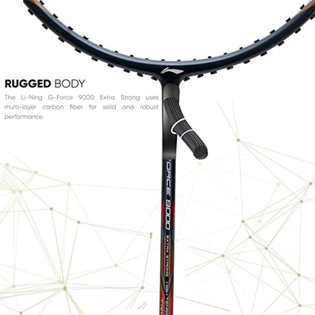 Li-Ning G-Force Extra Strong 9000 Carbon Fibre Badminton Racquet with Free Full Cover(35 LBS Ultra HIGH Tension) | KIBI Sports Li-Ning