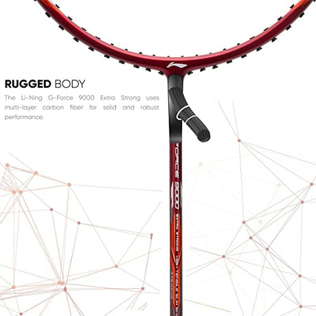 Li-Ning G-Force Extra Strong 9000 Carbon Fibre Badminton Racquet with Free Full Cover(35 LBS Ultra HIGH Tension) | KIBI Sports Li-Ning