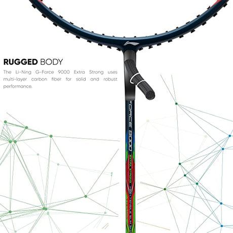 Li-Ning G-Force Extra Strong 9000 Carbon Fibre Badminton Racquet with Free Full Cover(35 LBS Ultra HIGH Tension) | KIBI Sports Li-Ning