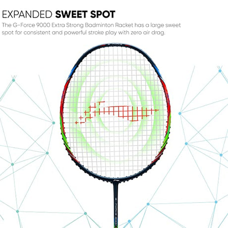 Li-Ning G-Force Extra Strong 9000 Carbon Fibre Badminton Racquet with Free Full Cover(35 LBS Ultra HIGH Tension) | KIBI Sports Li-Ning