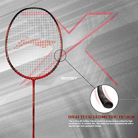 Li-Ning 3D Calibar X Boost Carbon Graphite Strung Racquet, 83 Grams, 30 Lbs String Tension and Free Full Cover | KIBI Sports - KIBI SPORTS