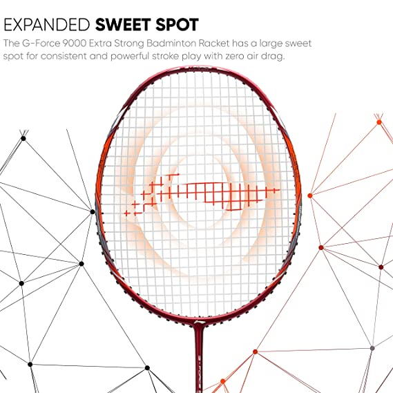 Li-Ning G-Force Extra Strong 9000 Carbon Fibre Badminton Racquet with Free Full Cover(35 LBS Ultra HIGH Tension) | KIBI Sports Li-Ning