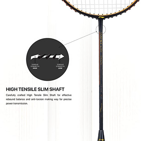 Li-Ning Wind Lite Stealth Carbon Fibre Strung Badminton Racket with Free Full Cover (Powered By Windstorm) | KIBI Sports Li-Ning