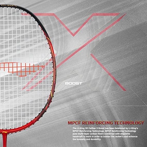 Li-Ning 3D Calibar X Boost Carbon Graphite Strung Racquet, 83 Grams, 30 Lbs String Tension and Free Full Cover | KIBI Sports - KIBI SPORTS