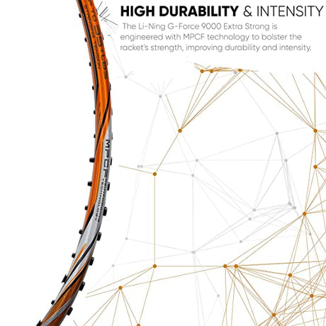 Li-Ning G-Force Extra Strong 9000 Carbon Fibre Badminton Racquet with Free Full Cover(35 LBS Ultra HIGH Tension) | KIBI Sports Li-Ning