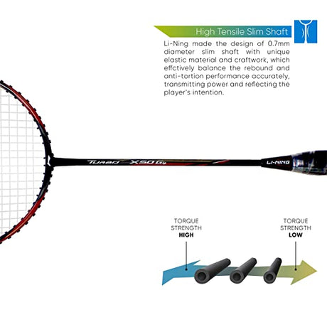 Li-Ning Turbo X 70 G4 Strung Graphite Badminton Racquet (Black/Lime) with Free Full Racket Cover | KIBI Sports Li-Ning