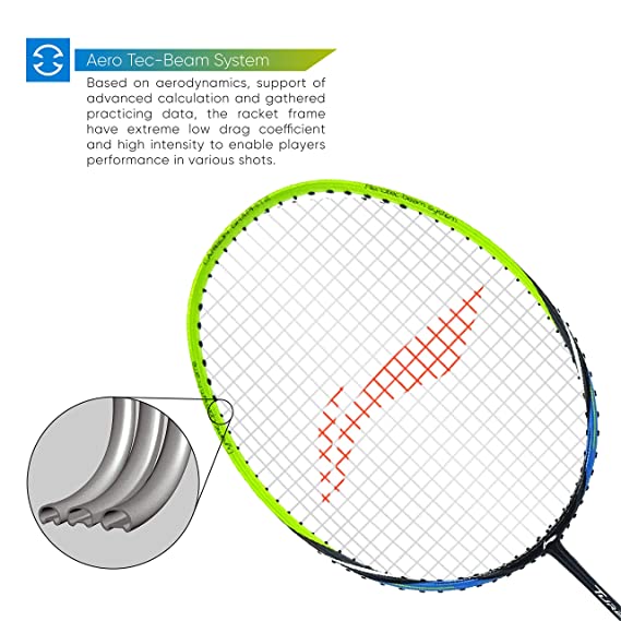 Li-Ning Turbo X 70 G4 Strung Graphite Badminton Racquet (Black/Lime) with Free Full Racket Cover | KIBI Sports Li-Ning