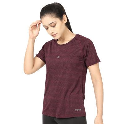 Kronos Raglan Grindle Striper | Women's | Crimson | KIBI Sports - KIBI SPORTS