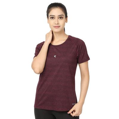 Kronos Raglan Grindle Striper | Women's | Crimson | KIBI Sports - KIBI SPORTS