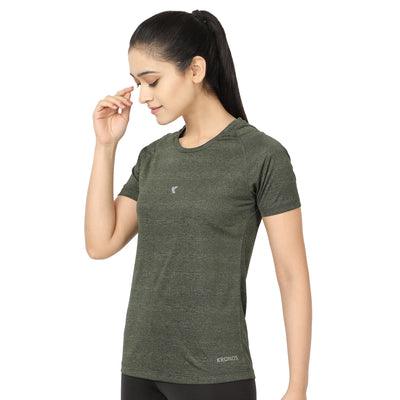 Kronos Raglan Grindle Striper | Women's | Olive | KIBI Sports - KIBI SPORTS