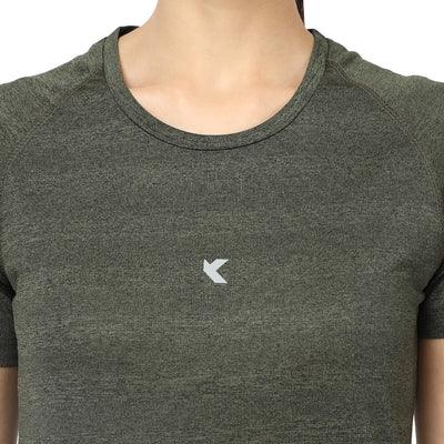 Kronos Raglan Grindle Striper | Women's | Olive | KIBI Sports - KIBI SPORTS