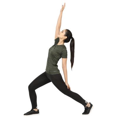 Kronos Raglan Grindle Striper | Women's | Olive | KIBI Sports - KIBI SPORTS