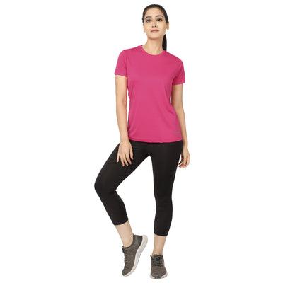 Kronos Crew Neck Tops | Women's | Flamboyant Pink | KIBI Sports - KIBI SPORTS