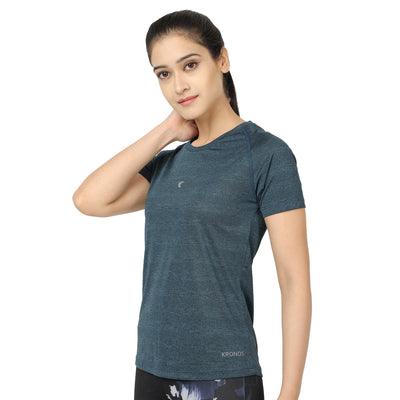 Kronos Raglan Grindle Striper | Women's | Intense Aqua | KIBI Sports - KIBI SPORTS