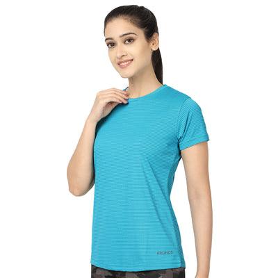 Kronos DRI-FIT Crew Neck Tee | Women's | Indian Blue | KIBI Sports - KIBI SPORTS