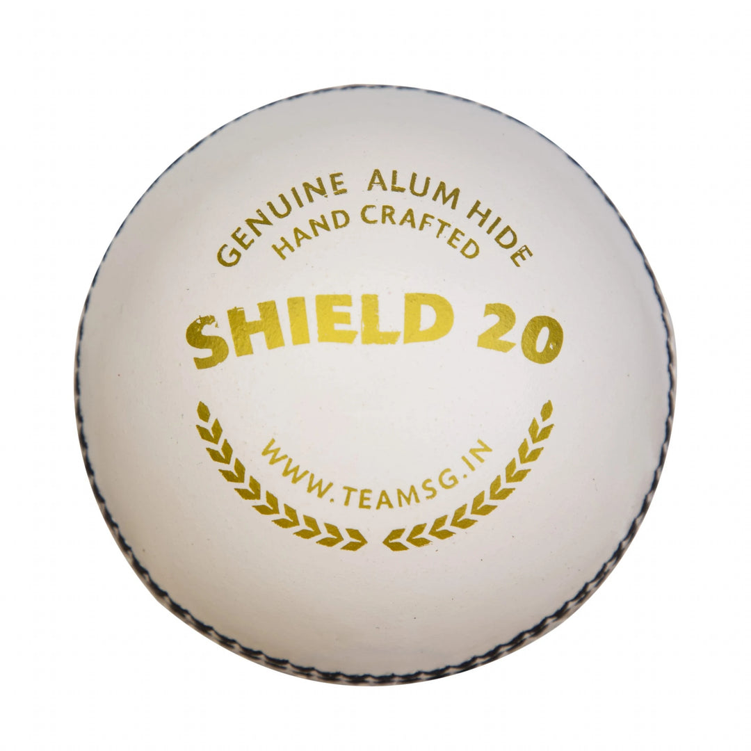 SG Shield 20 White high quality two piece Leather cricket ball made from high quality alum tanned leather