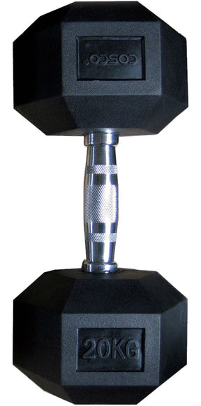 Cosco Hexagonal Rubber Dumbbell, 20Kg | KIBI Sports Cosco