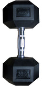 Cosco Hexagonal Rubber Dumbbell, 20Kg | KIBI Sports Cosco