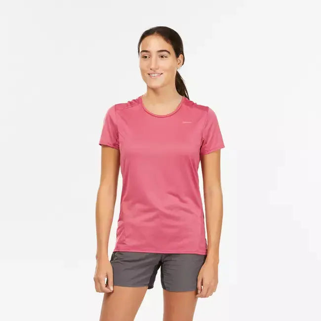 Quechua Women Mountain Hiking Quick Drying T-Shirt MH100 Pink Quechua