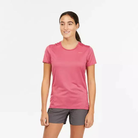 Quechua Women Mountain Hiking Quick Drying T-Shirt MH100 Pink Quechua