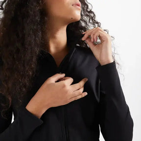 Women Straight-Cut Fitness Cardio Jacket - Black Domyos