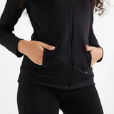 Women Straight-Cut Fitness Cardio Jacket - Black Domyos