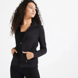 Women Straight-Cut Fitness Cardio Jacket - Black Domyos