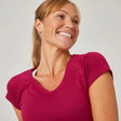 Domyos Women Cotton Blend Gym T-shirt Slim fit 500 - Red Domyos