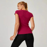 Domyos Women Cotton Blend Gym T-shirt Slim fit 500 - Red Domyos