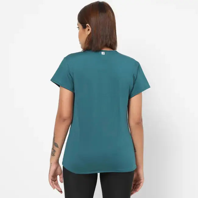 Domyos Women Polyester Basic Gym T-Shirt - Green Domyos