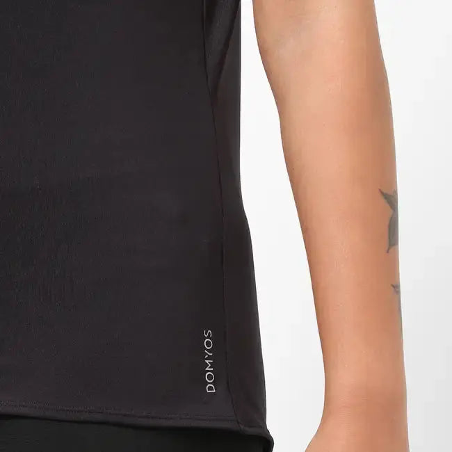 Domyos Women Polyester Basic Gym T-Shirt - Black Domyos
