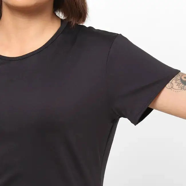 Domyos Women Polyester Basic Gym T-Shirt - Black Domyos