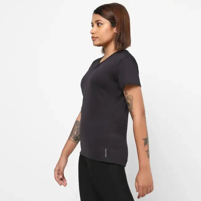 Domyos Women Polyester Basic Gym T-Shirt - Black Domyos